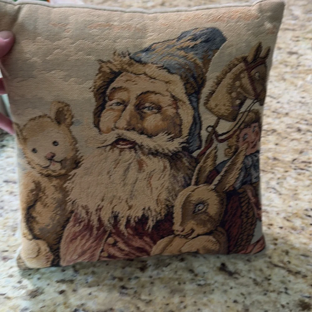 Vintage Christmas Old World Santa Claus Tapestry Throw Pillow Small
